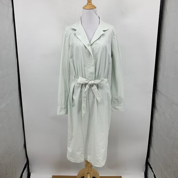 Salvatore Ferragamo Dress Women 46 US 10 Pale Mint Belted Half Snap Button Notch - Picture 2 of 16